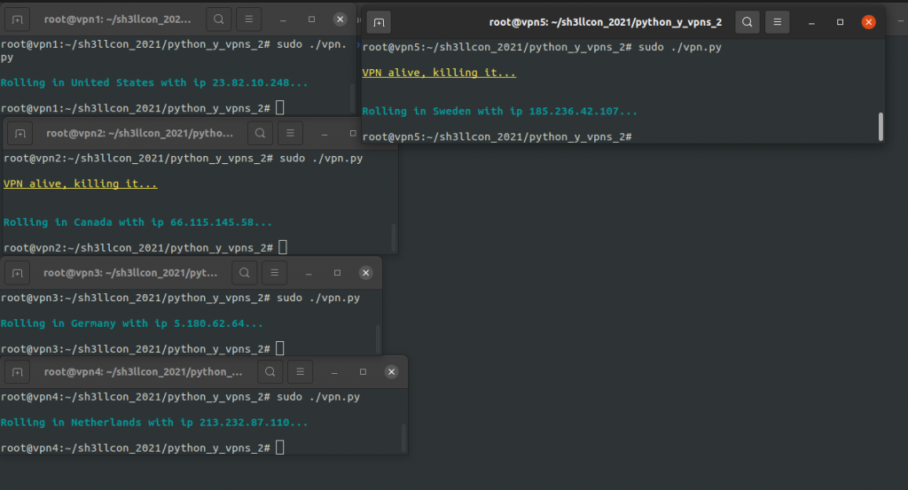 sh3llcon vpn python rotar DNs